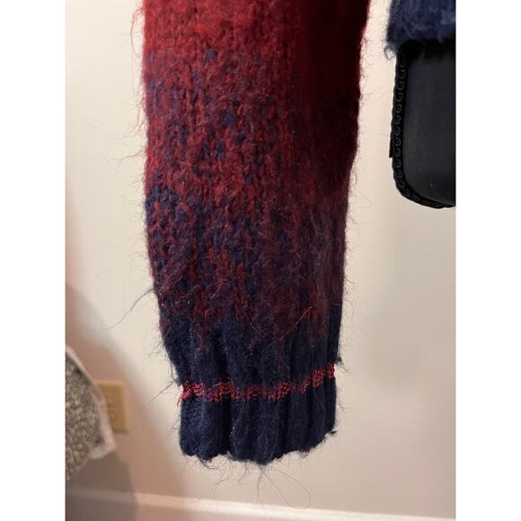 American Eagle Ombré Stripe Mock Neck Sweater in Beige/Red/Navy - Picture 5 of 7